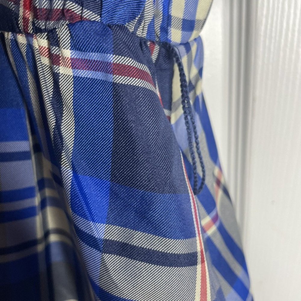 Zara Tartan Dress Womens S Blue Midi Plaid Check A-Line Puff Sleeve Button - Picture 4 of 8